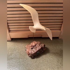 Vintage John Perry Seagull Sculpture on Burlwood Base-10” tall